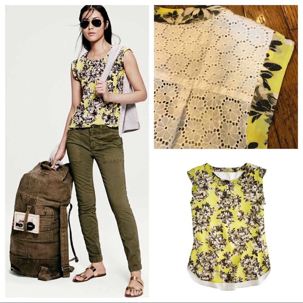 J.Crew Sleeveless Drapey Top in Photo Floral/Eyelet Silk Cotton